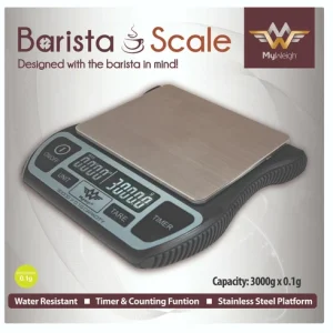 My Weigh Barista USB Rechargeable Water Resistant Kitchen Coffee Scale 3kg x0.1g
