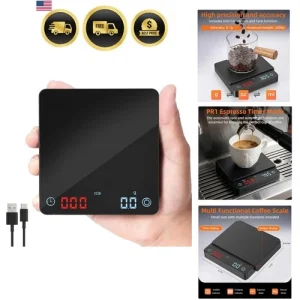 Mini Coffee Scale, Precise Espresso Scale with Timer & USB-C Charging, 0.1g/2...