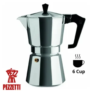 Pezzetti Italexpress Moka Pot Stove Top Coffee Maker - 6 Espresso Cup Silver
